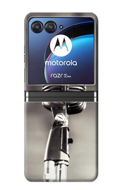 S3495 Microphone millésimé Etui Coque Housse pour Motorola Razr 40 Ultra