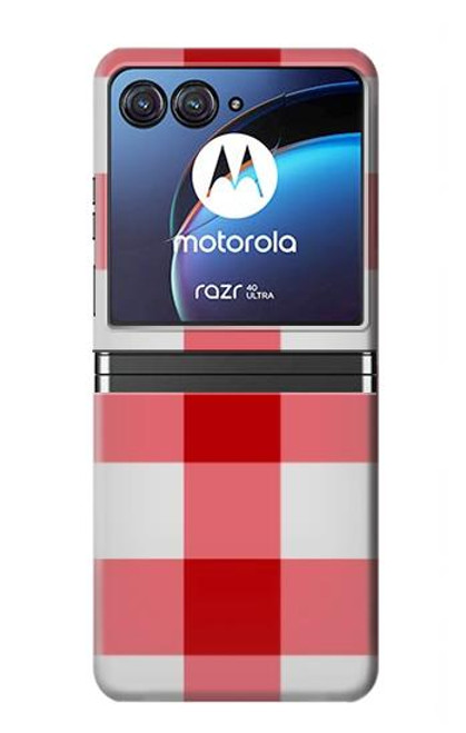 S3535 Rouge vichy Etui Coque Housse pour Motorola Razr 40 Ultra