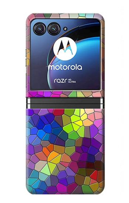 S3677 Mosaïques de briques colorées Etui Coque Housse pour Motorola Razr 40 Ultra