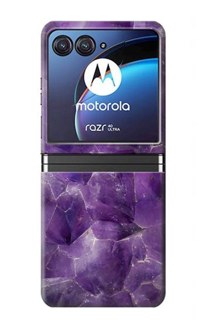 S3713 Graphique violet améthyste à quartz imprimé Etui Coque Housse pour Motorola Razr 40 Ultra