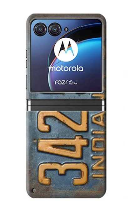 S3750 Plaque d'immatriculation de véhicule vintage Etui Coque Housse pour Motorola Razr 40 Ultra