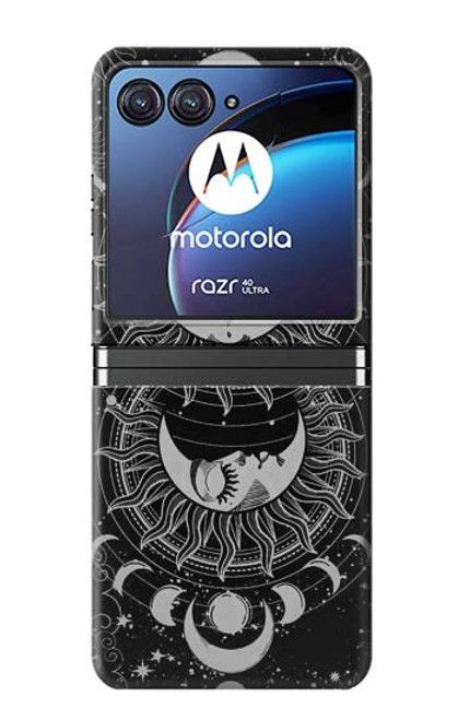 S3854 Visage de soleil mystique Croissant de lune Etui Coque Housse pour Motorola Razr 40 Ultra