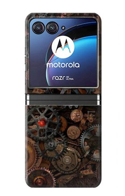 S3884 Engrenages Mécaniques Steampunk Etui Coque Housse pour Motorola Razr 40 Ultra