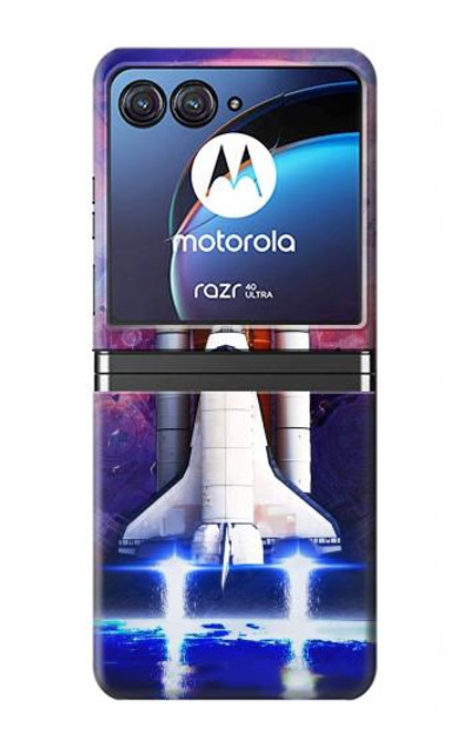 S3913 Navette spatiale nébuleuse colorée Etui Coque Housse pour Motorola Razr 40 Ultra