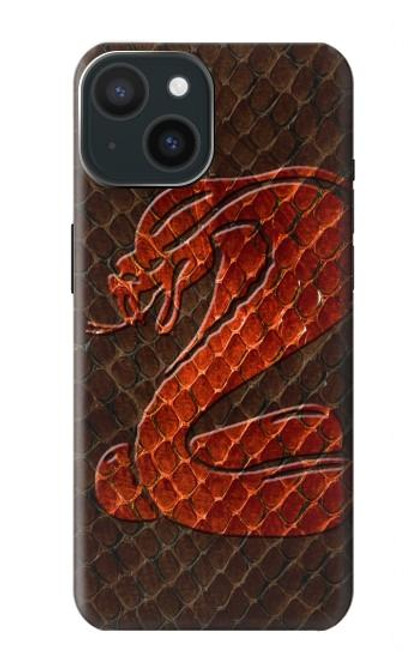 S0663 Cobra Serpent Peau Etui Coque Housse pour iPhone 15