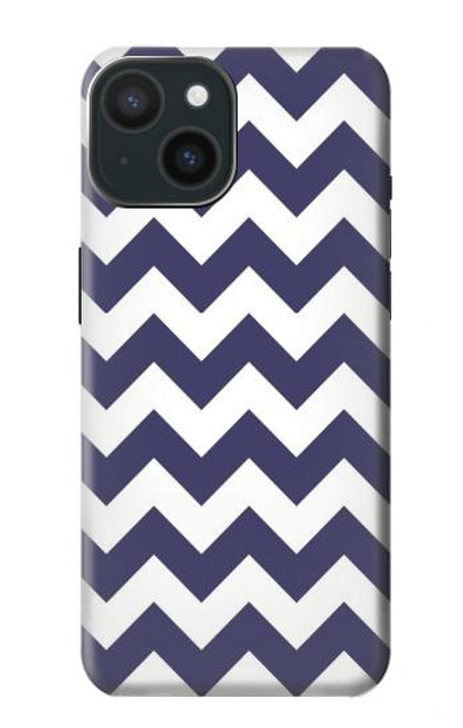 S2345 Marine Bleu Shavron Zig zag Etui Coque Housse pour iPhone 15