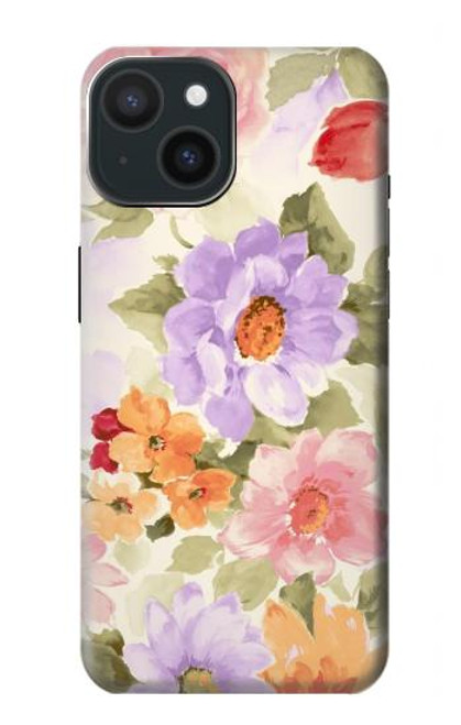 S3035 Peinture douce Fleur Etui Coque Housse pour iPhone 15