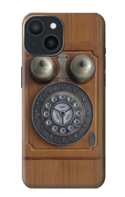 S3146 Mur Antique Retro Ligne téléphonique Etui Coque Housse pour iPhone 15