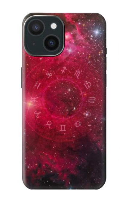 S3368 Zodiaque Rouge Galaxie Etui Coque Housse pour iPhone 15