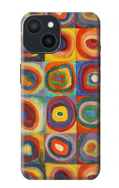 S3409 Carrés cercles concentriques Etui Coque Housse pour iPhone 15