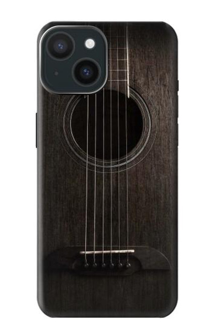 S3834 Guitare noire Old Woods Etui Coque Housse pour iPhone 15