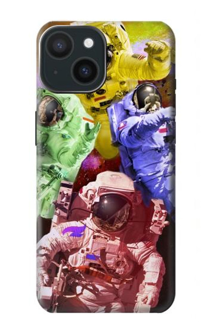 S3914 Galaxie colorée de costume d'astronaute de nébuleuse Etui Coque Housse pour iPhone 15