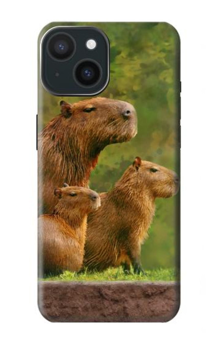 S3917 Cochon d'Inde géant de la famille Capybara Etui Coque Housse pour iPhone 15