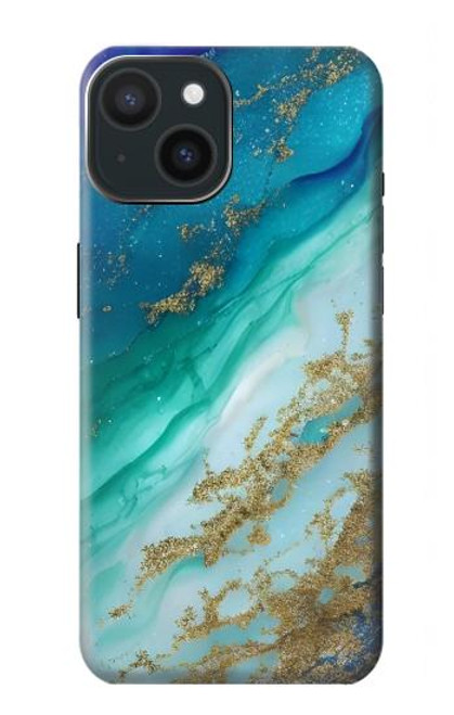 S3920 Couleur bleu océan abstrait émeraude mélangée Etui Coque Housse pour iPhone 15