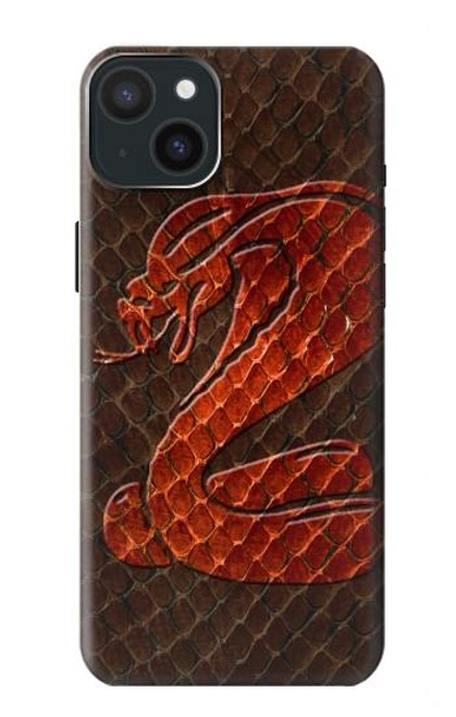 S0663 Cobra Serpent Peau Etui Coque Housse pour iPhone 15 Plus