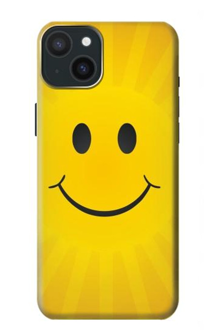 S1146 Sourire Soleil Jaune Etui Coque Housse pour iPhone 15 Plus