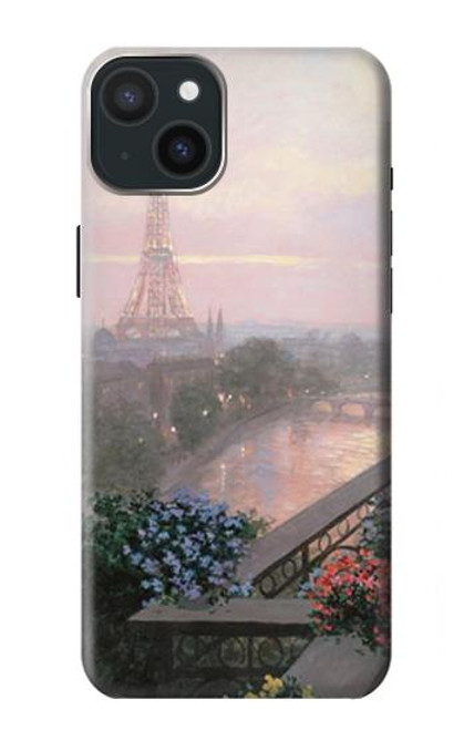 S1443 Terrasse à Paris Eifel Etui Coque Housse pour iPhone 15 Plus