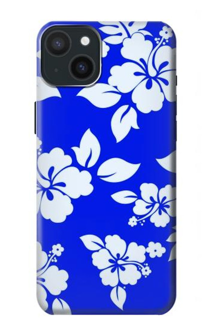 S2244 Motif Hawai Hibiscus Bleu Etui Coque Housse pour iPhone 15 Plus