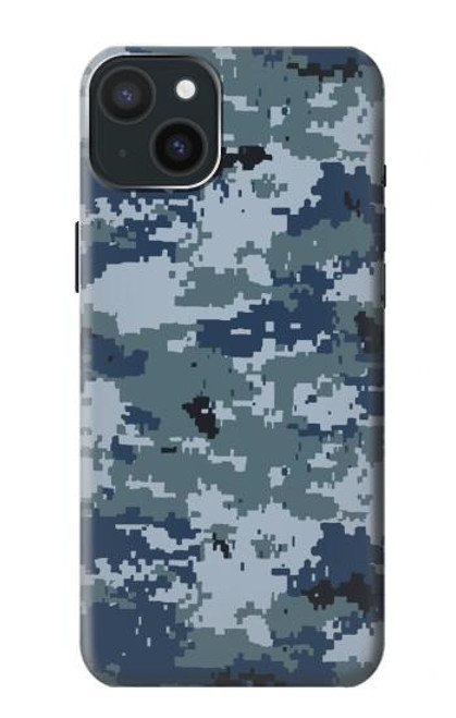 S2346 Marine Camo camouflage graphique Etui Coque Housse pour iPhone 15 Plus