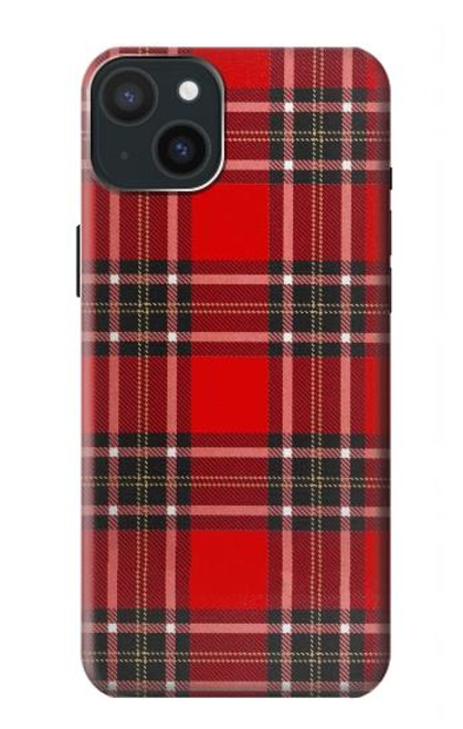 S2374 Motif Tartan Rouge Etui Coque Housse pour iPhone 15 Plus