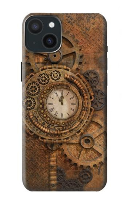 S3401 Horloge vitesse Steampunk Etui Coque Housse pour iPhone 15 Plus