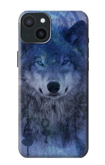 S3410 Loup Dream Catcher Etui Coque Housse pour iPhone 15 Plus