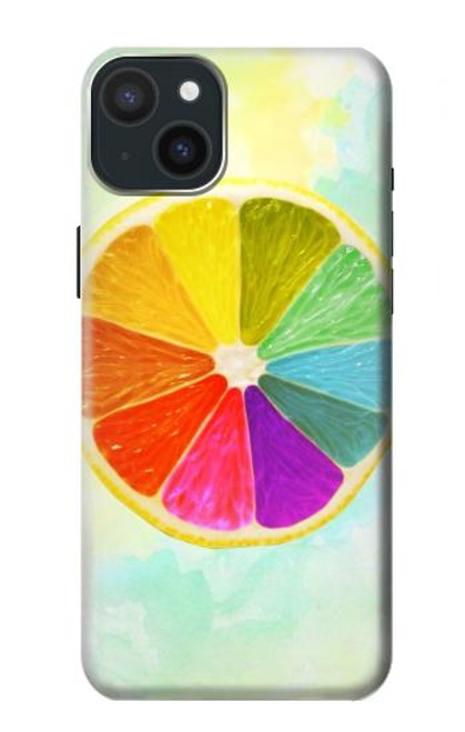S3493 citron coloré Etui Coque Housse pour iPhone 15 Plus