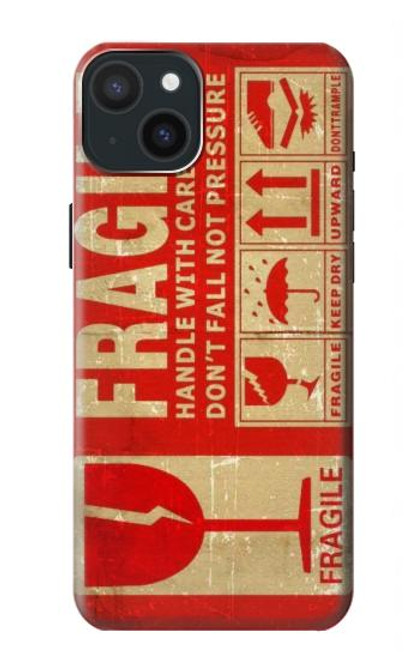 S3552 Millésime Étiquette fragile Etui Coque Housse pour iPhone 15 Plus