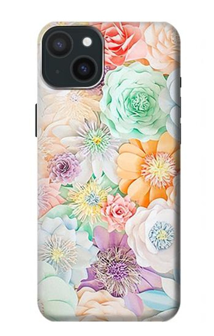 S3705 Fleur florale pastel Etui Coque Housse pour iPhone 15 Plus