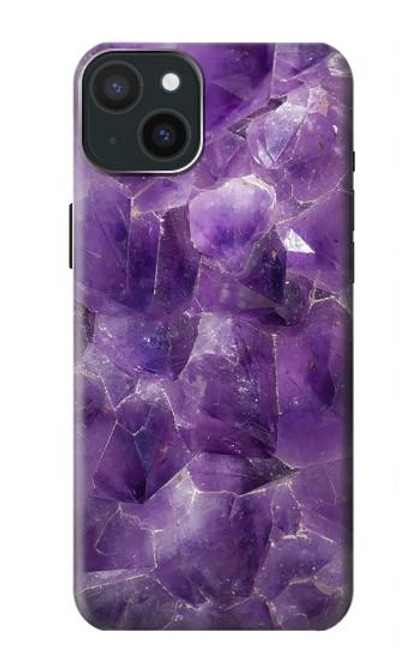 S3713 Graphique violet améthyste à quartz imprimé Etui Coque Housse pour iPhone 15 Plus