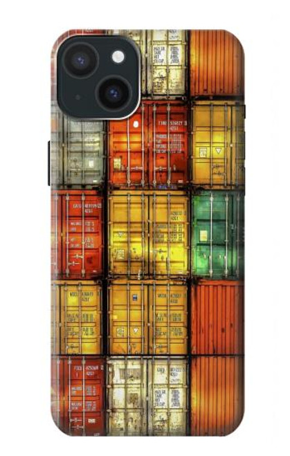 S3861 Bloc de conteneur coloré Etui Coque Housse pour iPhone 15 Plus