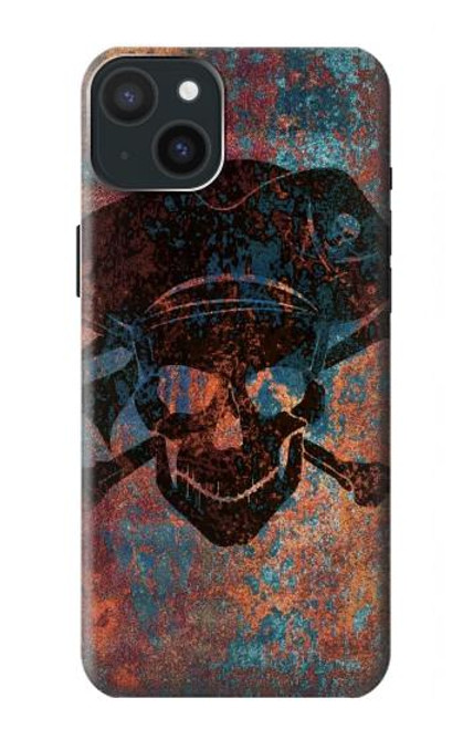 S3895 Pirate Crâne Métal Etui Coque Housse pour iPhone 15 Plus