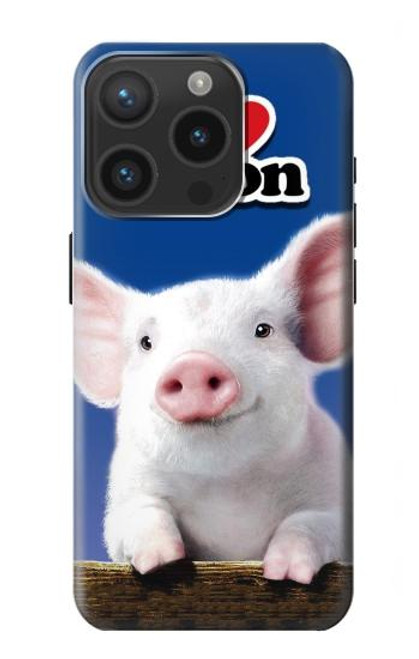 S0608 Je aime Bacon bébé mignon de porc Etui Coque Housse pour iPhone 15 Pro