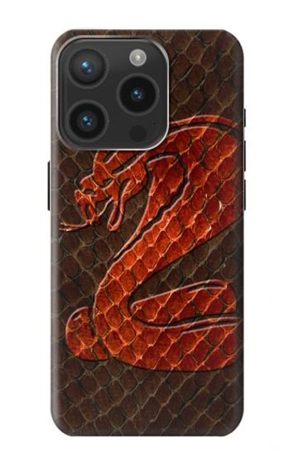 S0663 Cobra Serpent Peau Etui Coque Housse pour iPhone 15 Pro