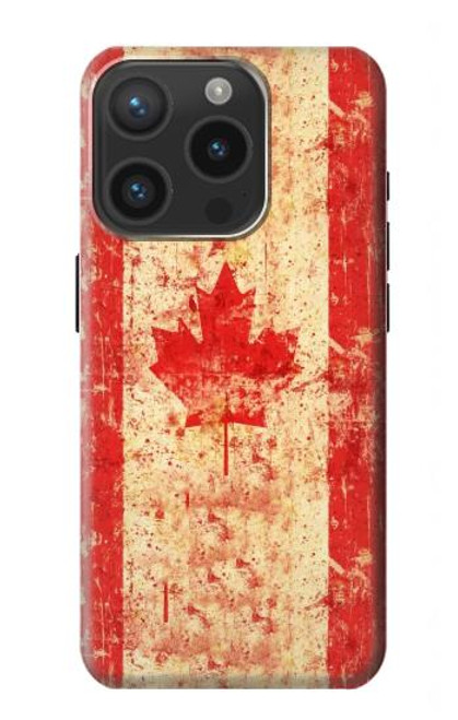 S1603 Drapeau du Canada Vieux Millésime Etui Coque Housse pour iPhone 15 Pro