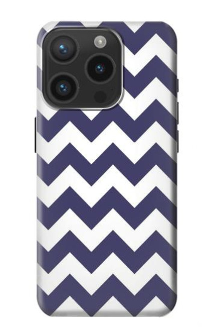 S2345 Marine Bleu Shavron Zig zag Etui Coque Housse pour iPhone 15 Pro