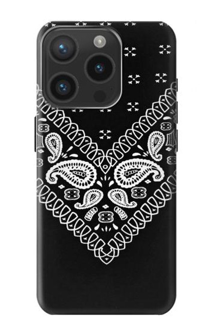 S3363 Motif Bandana Noir Etui Coque Housse pour iPhone 15 Pro