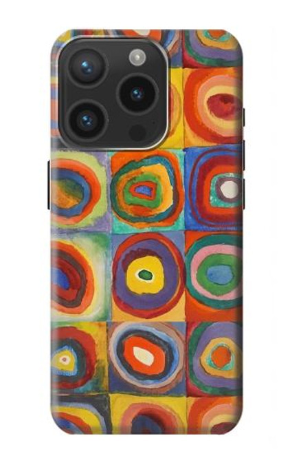 S3409 Carrés cercles concentriques Etui Coque Housse pour iPhone 15 Pro