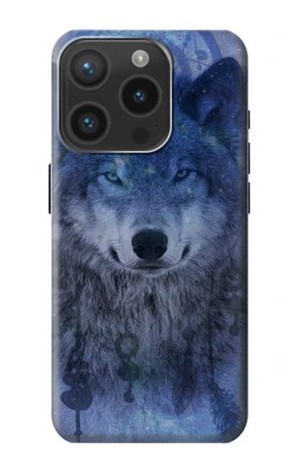 S3410 Loup Dream Catcher Etui Coque Housse pour iPhone 15 Pro