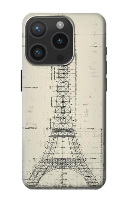 S3474 Dessin Architectural Eiffel Etui Coque Housse pour iPhone 15 Pro
