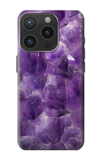 S3713 Graphique violet améthyste à quartz imprimé Etui Coque Housse pour iPhone 15 Pro