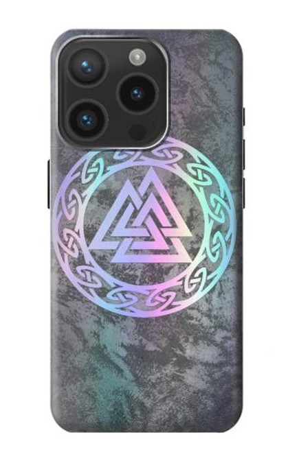 S3833 Valknut Odin Wotans Noeud Hrungnir Coeur Etui Coque Housse pour iPhone 15 Pro