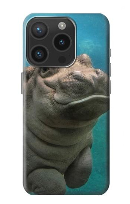 S3871 mignon, bébé, hippopotame, hippopotame Etui Coque Housse pour iPhone 15 Pro