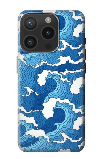 S3901 Vagues esthétiques de l'océan de tempête Etui Coque Housse pour iPhone 15 Pro