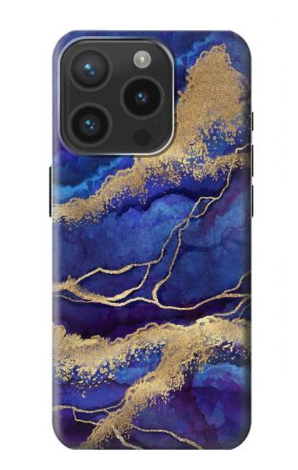 S3906 Marbre violet bleu marine Etui Coque Housse pour iPhone 15 Pro