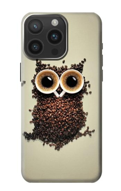 S0360 café Chouette Etui Coque Housse pour iPhone 15 Pro Max