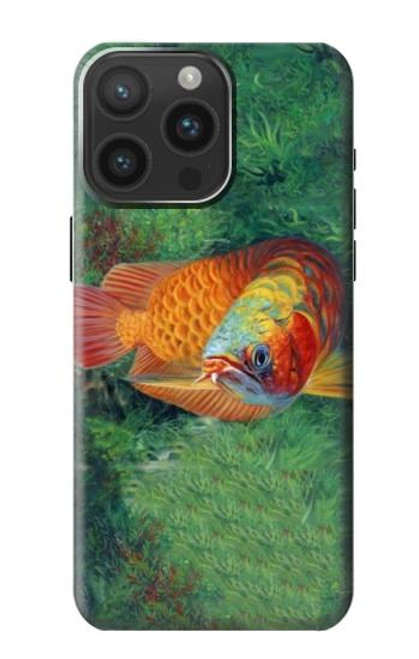 S1157 Rouge Arowana Poisson Etui Coque Housse pour iPhone 15 Pro Max