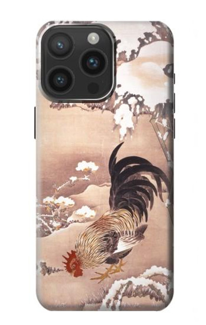 S1332 Ito Jakuchu Coq Etui Coque Housse pour iPhone 15 Pro Max