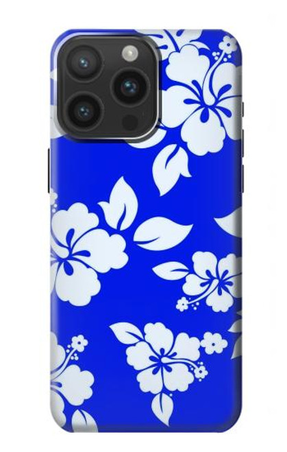 S2244 Motif Hawai Hibiscus Bleu Etui Coque Housse pour iPhone 15 Pro Max