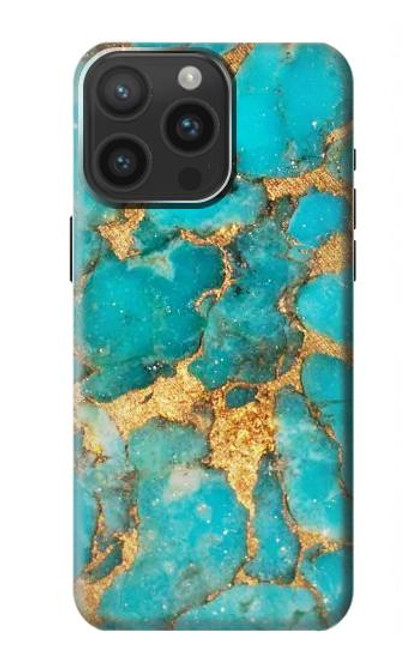 S2906 Aqua Turquoise Pierre Etui Coque Housse pour iPhone 15 Pro Max